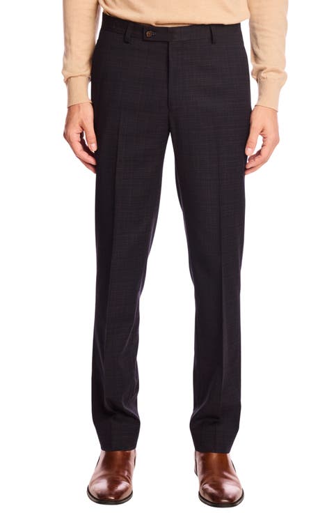 Downing Slim Fit Flat Front Grid Dress Pants