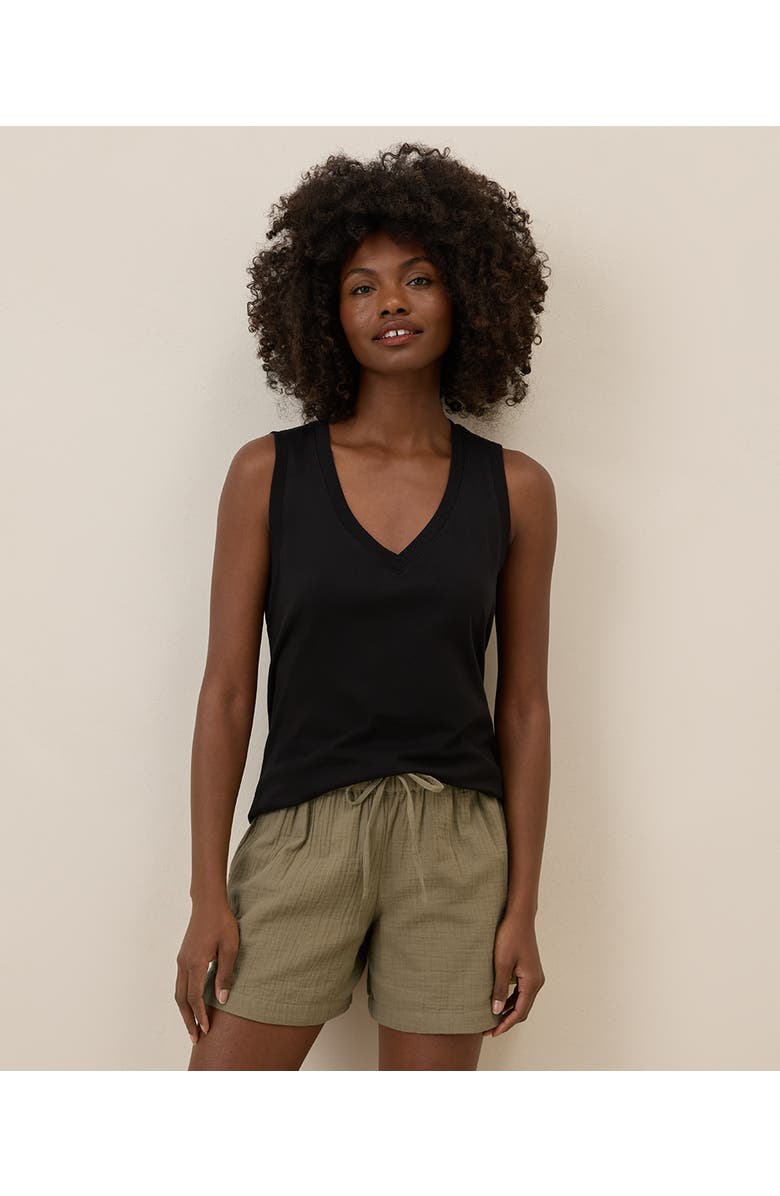 Pact Organic Cotton Softspun V-Neck Tank, Main, color, Black