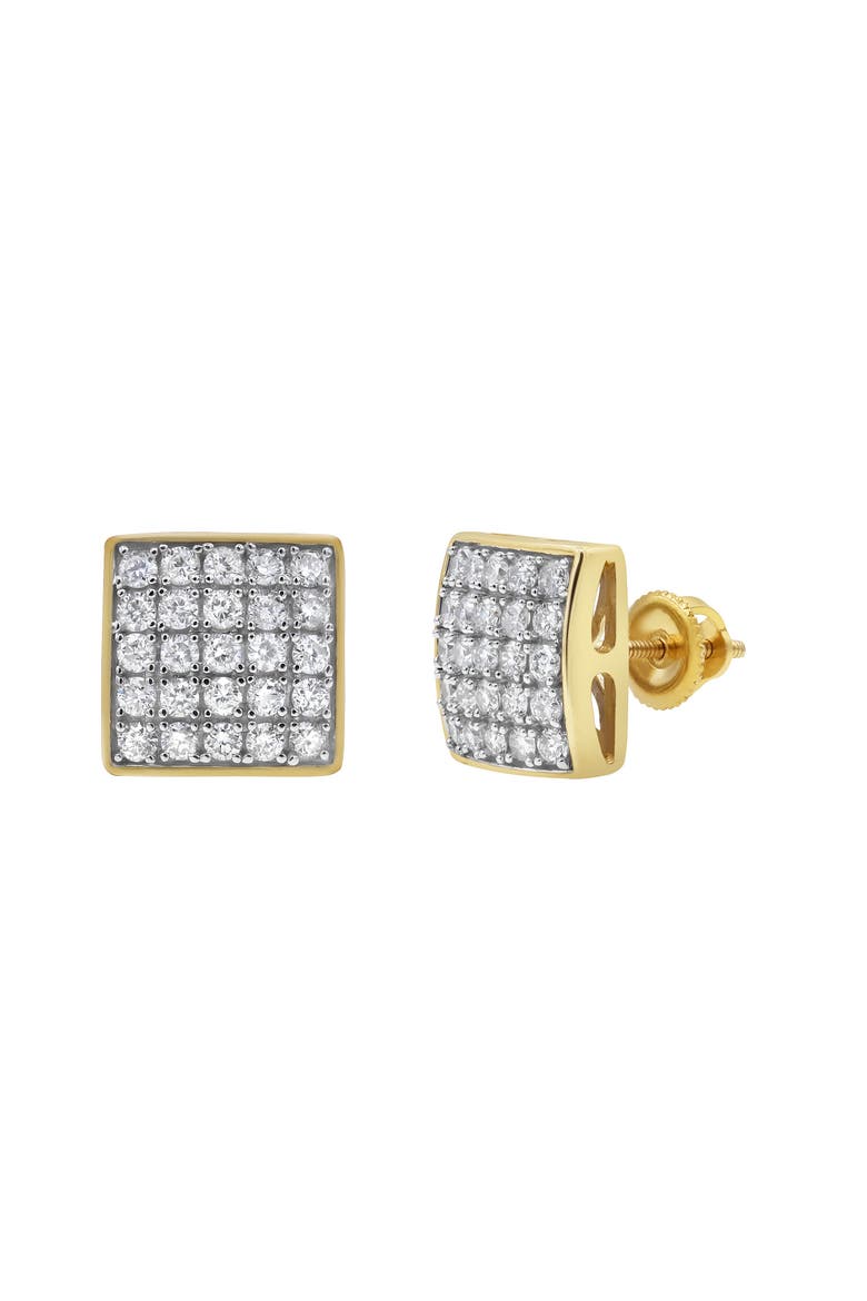 Square Tile 14K Yellow Gold Diamond Earrings - 0.77ct., Alternate, color, 14K Yellow Gold