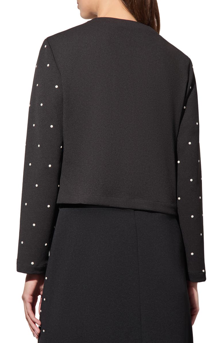 Ming Wang Deco Embellished Stretch Crepe Jacket, Alternate, color, Black/ White