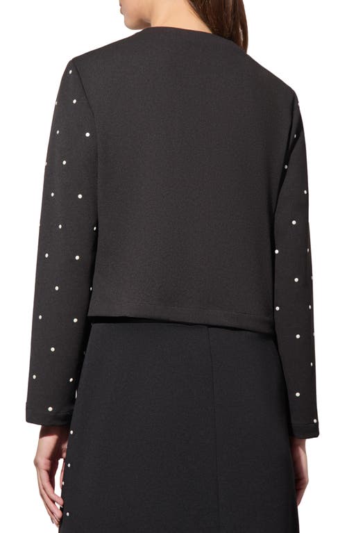 Ming Wang Deco Embellished Stretch Crepe Jacket In Black
