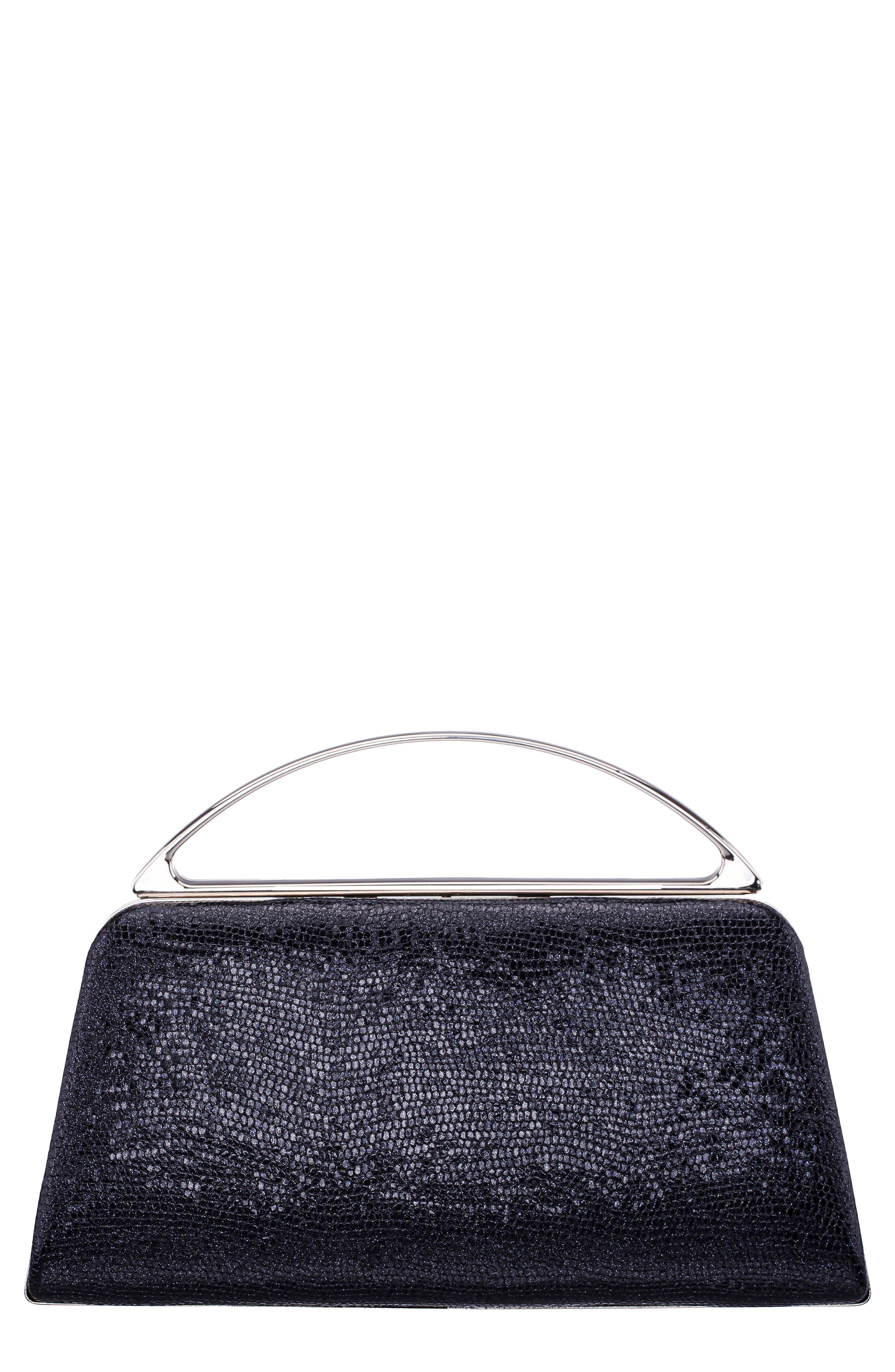 Genesis Faux Leather Clutch, Main, color, BLACK