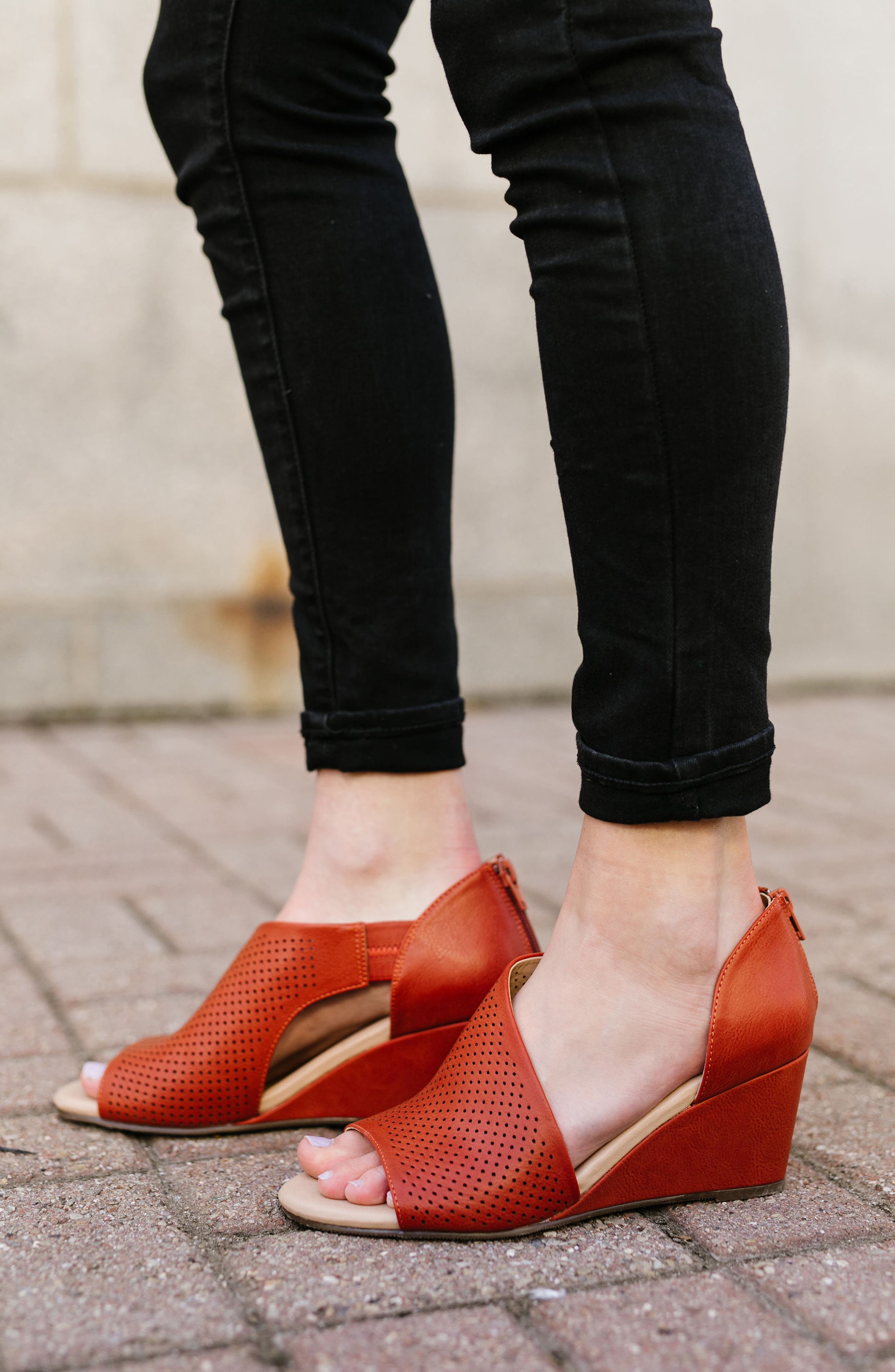 Journee Collection JOURNEE Aretha d'Orsay Wedge Sandal, Alternate, color, Black