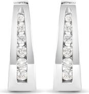 Haus of Brilliance 14k White Gold 1/4 Ct Channel- Set Diamond Hoop Earrings