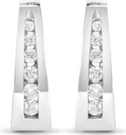 Haus of Brilliance 14k White Gold 1/4 Ct Channel- Set Diamond Hoop Earrings