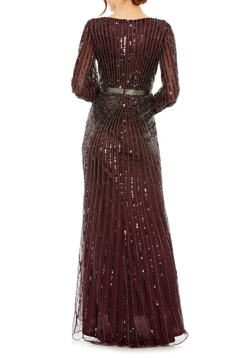 Sequined Wrap Gown with Dramatic Bishop Sleeves, Alternate, color, BLACKBERRY