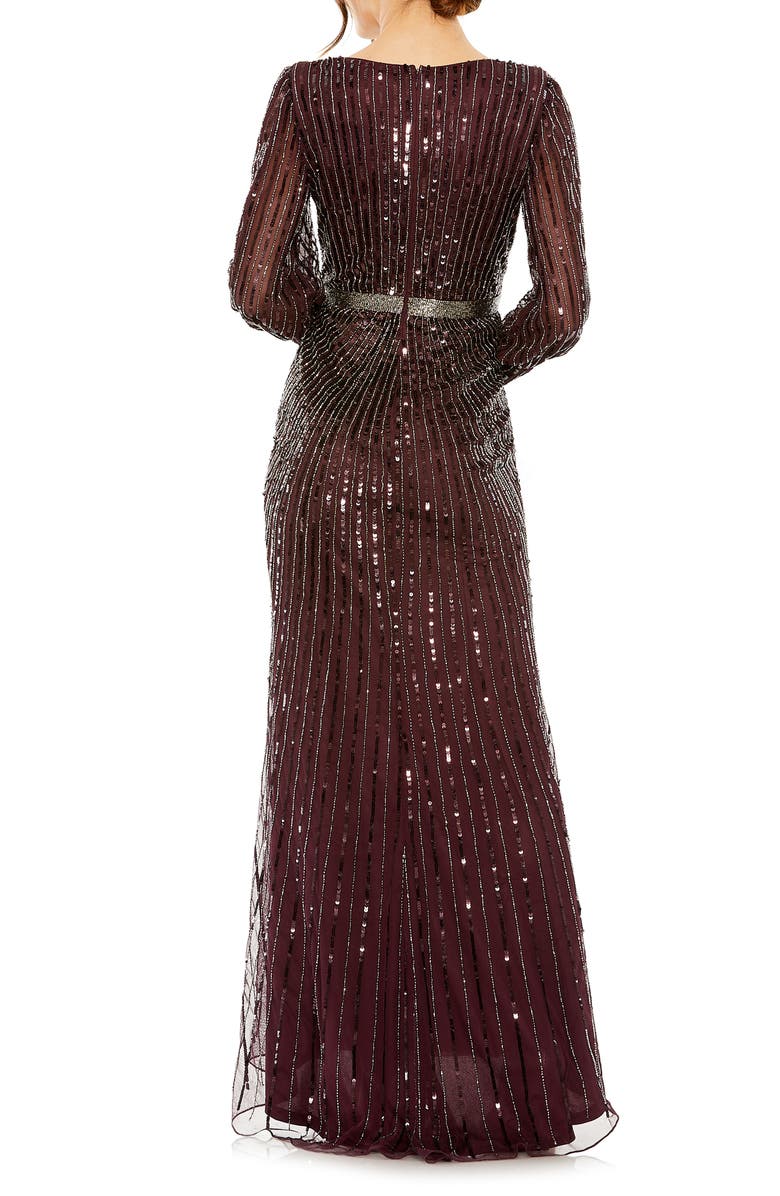 Mac Duggal Sequin Long Sleeve Sheath Gown, Alternate, color, 