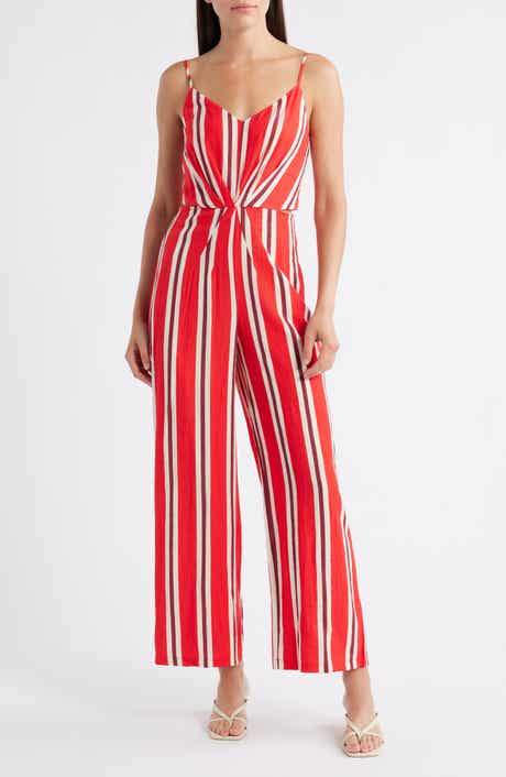 MANGO Striped Cutout Jumpsuit