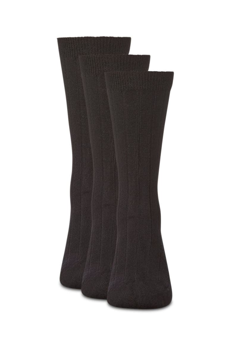 Boys' Ribbed Crew Socks, Alternate, color, Black