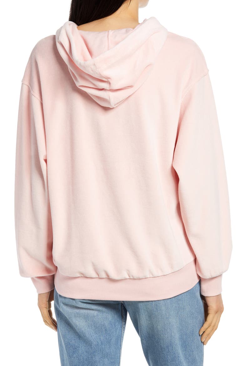 Velour Treatment Hoodie, Alternate, color, PINK PEACHSKIN