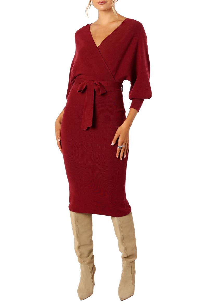 Nate Long Sleeve Dress, Main, color, MERLOT