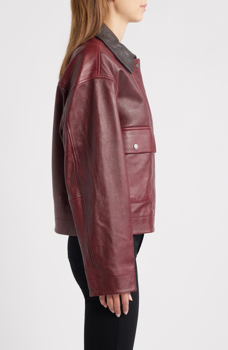 rag & bone Nonie Leather Jacket, Alternate, color, Burgundy
