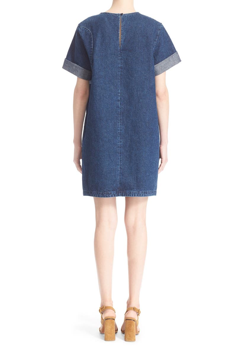 'Scribe' Denim Shift Dress, Alternate, color, INDIGO
