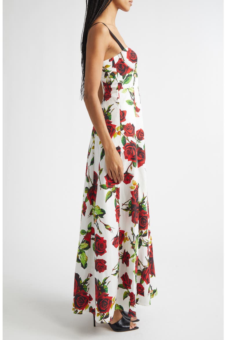 Sutton Floral Print Maxi Dress, Alternate, color, WHITE/ RED ROMANTIC ROSE