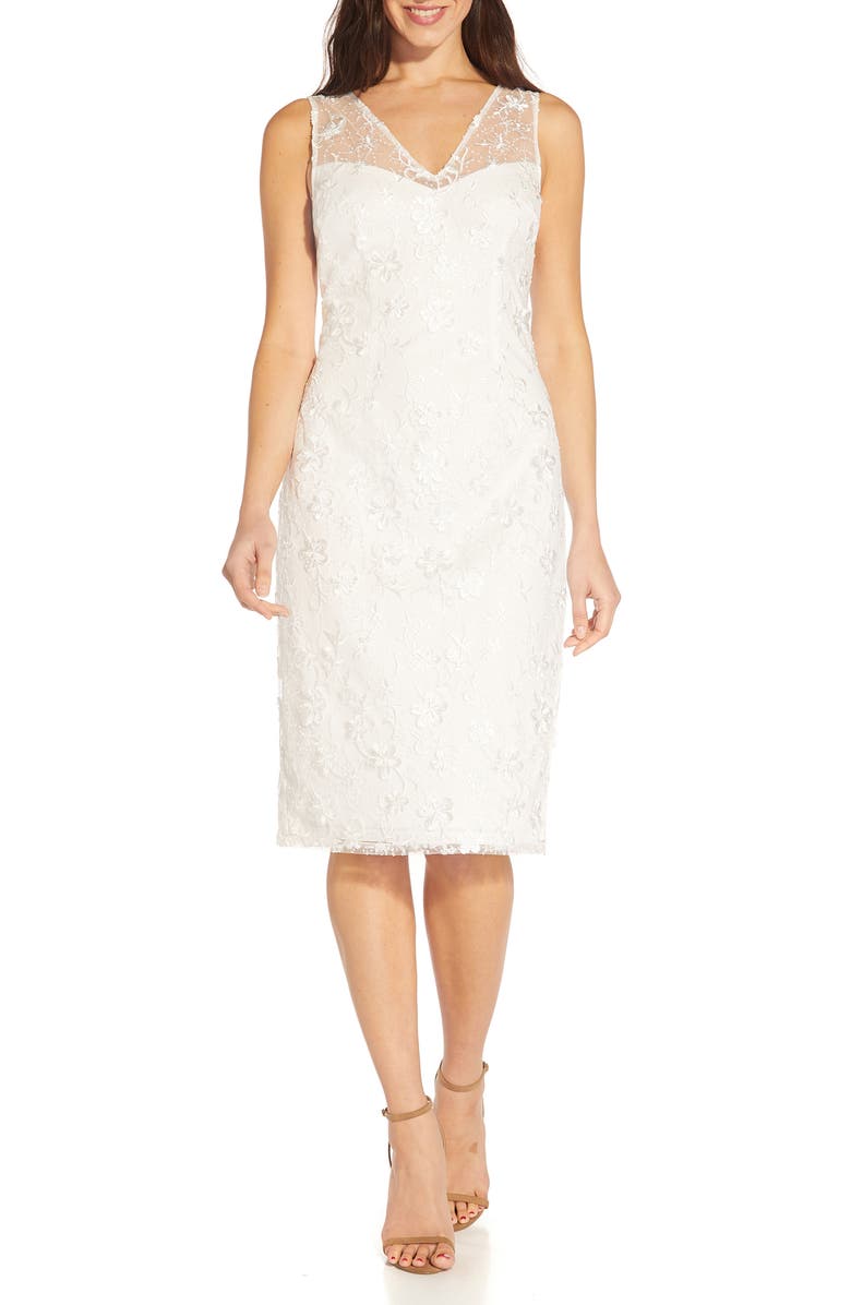 Adrianna Papell Floral Embroidered Sheath Dress, Main, color, 