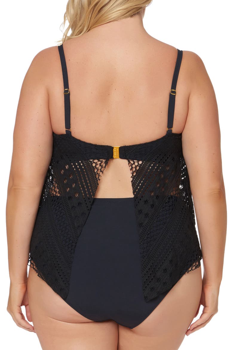 Fly Away Floating Underwire Bralette Tankini Top, Alternate, color, BLACK