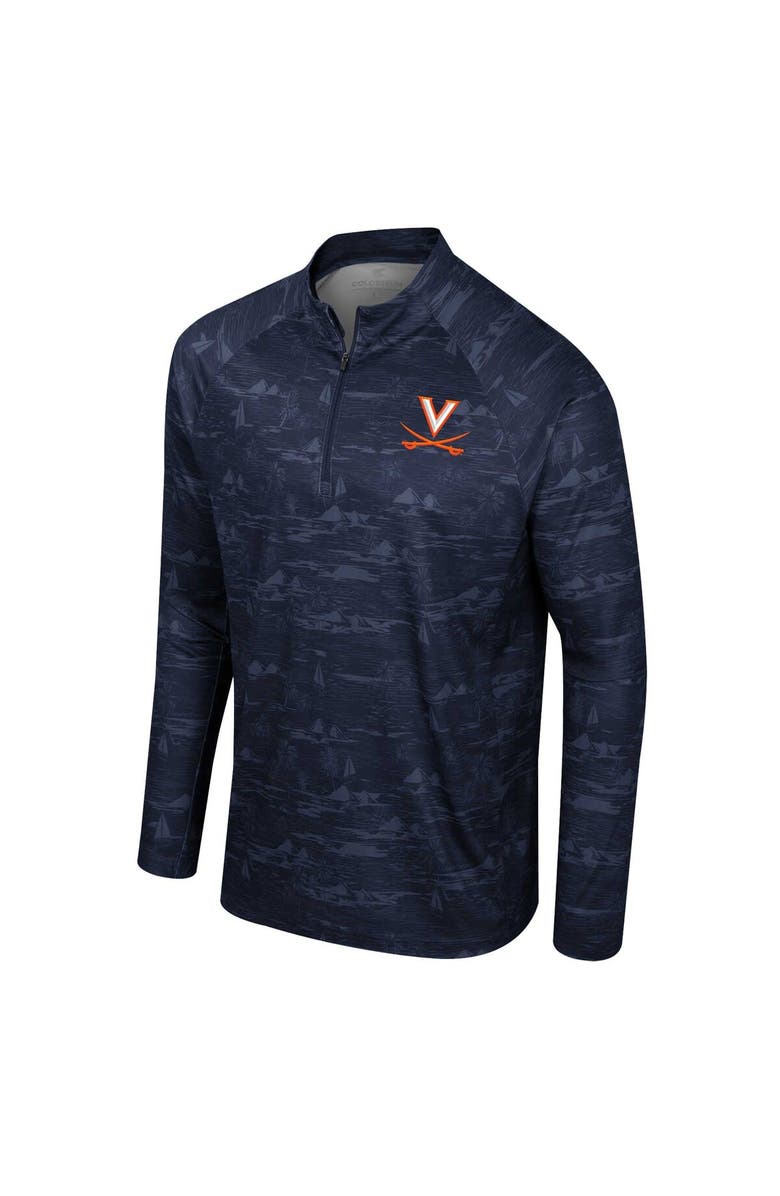 COLOSSEUM Men's Colosseum Navy Virginia Cavaliers Carson Raglan Quarter-Zip Jacket, Alternate, color, Navy