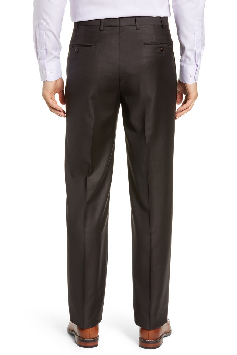 Todd Relaxed Fit Flat Front Solid Wool Dress Pants, Alternate, color, DK BROWN 2