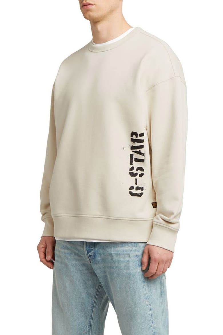 Sprayed 89 Loose Organic Cotton Crewneck Sweatshirt, Alternate, color, WHITEBAIT
