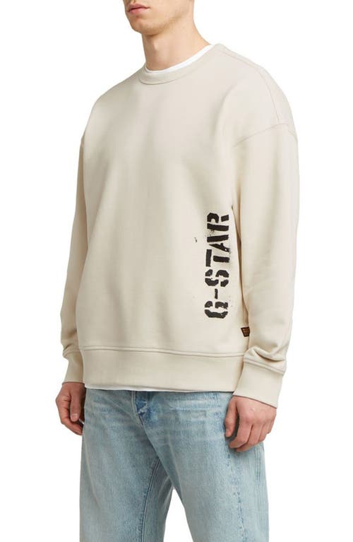 G-star Sprayed 89 Loose Organic Cotton Crewneck Sweatshirt In Neutral