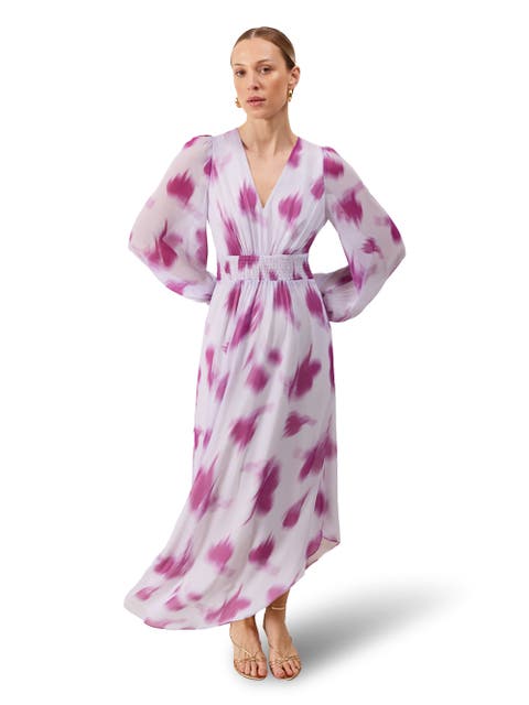 Anya Blurred Floral Smock Waist Dress