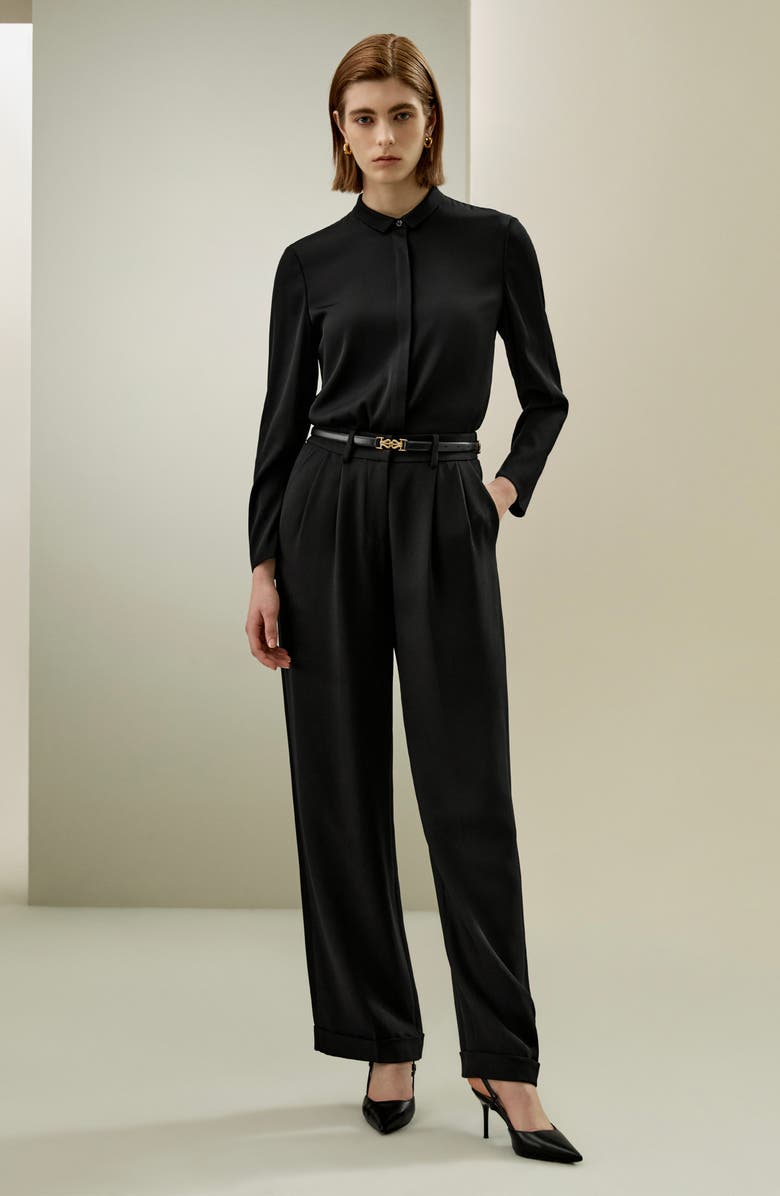 Lilysilk Classic Collar Silk Shirt for Women, Alternate, color, Black