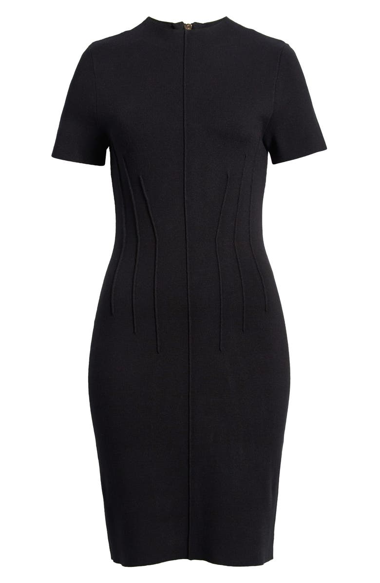 Eliza J Pintuck Fitted Sheath Dress, Alternate, color, Black