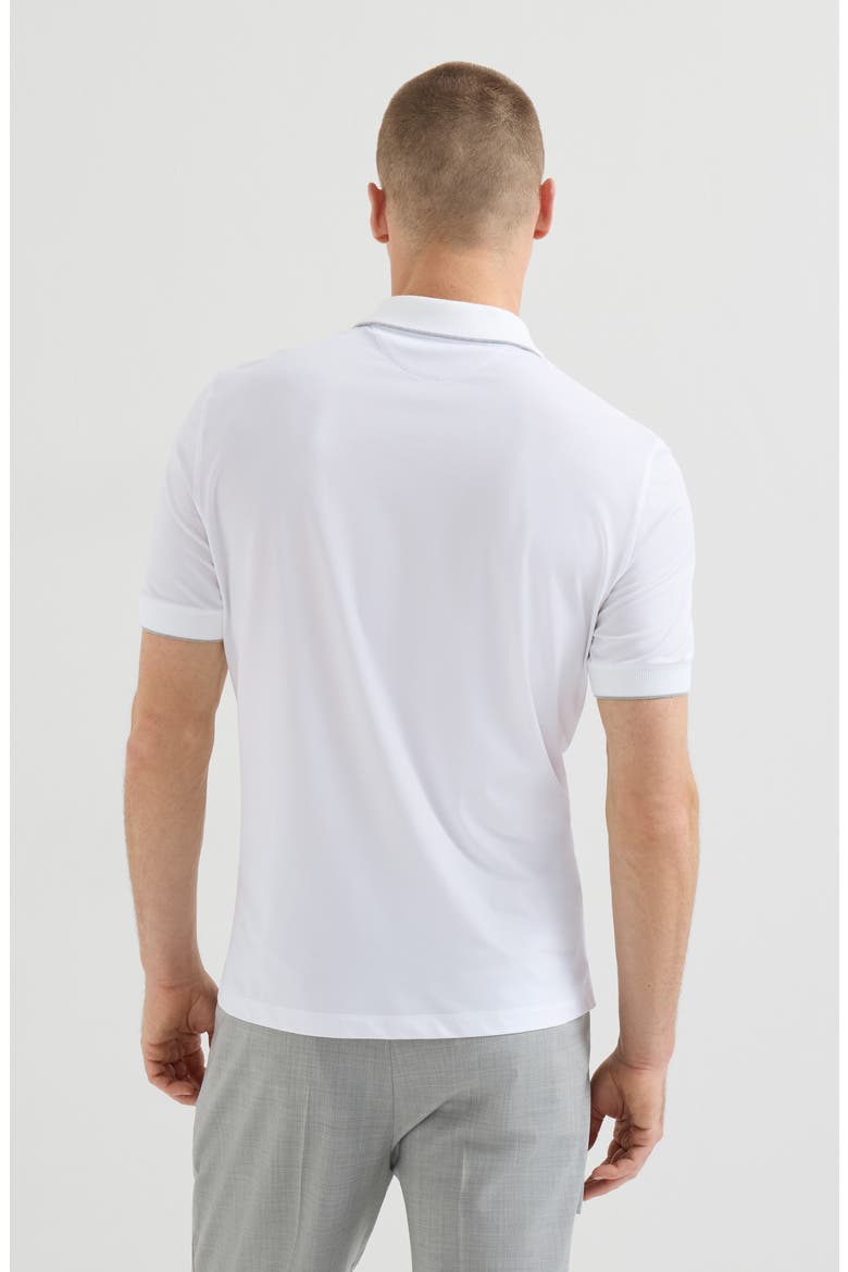 Techno piqué polo shirt with half zip, Alternate, color, White
