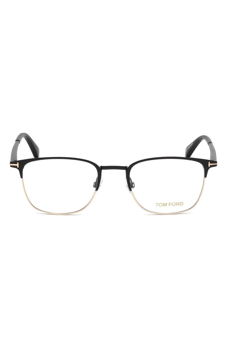TOM FORD 52mm Geometric Optical Glasses, Main, color, Black Rose Gold