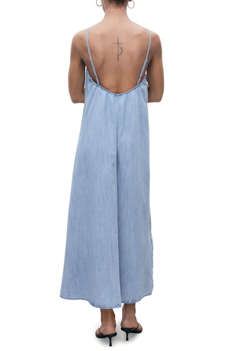 MANGO Denim Halter Shift Dress, Alternate, color, Medium Blue