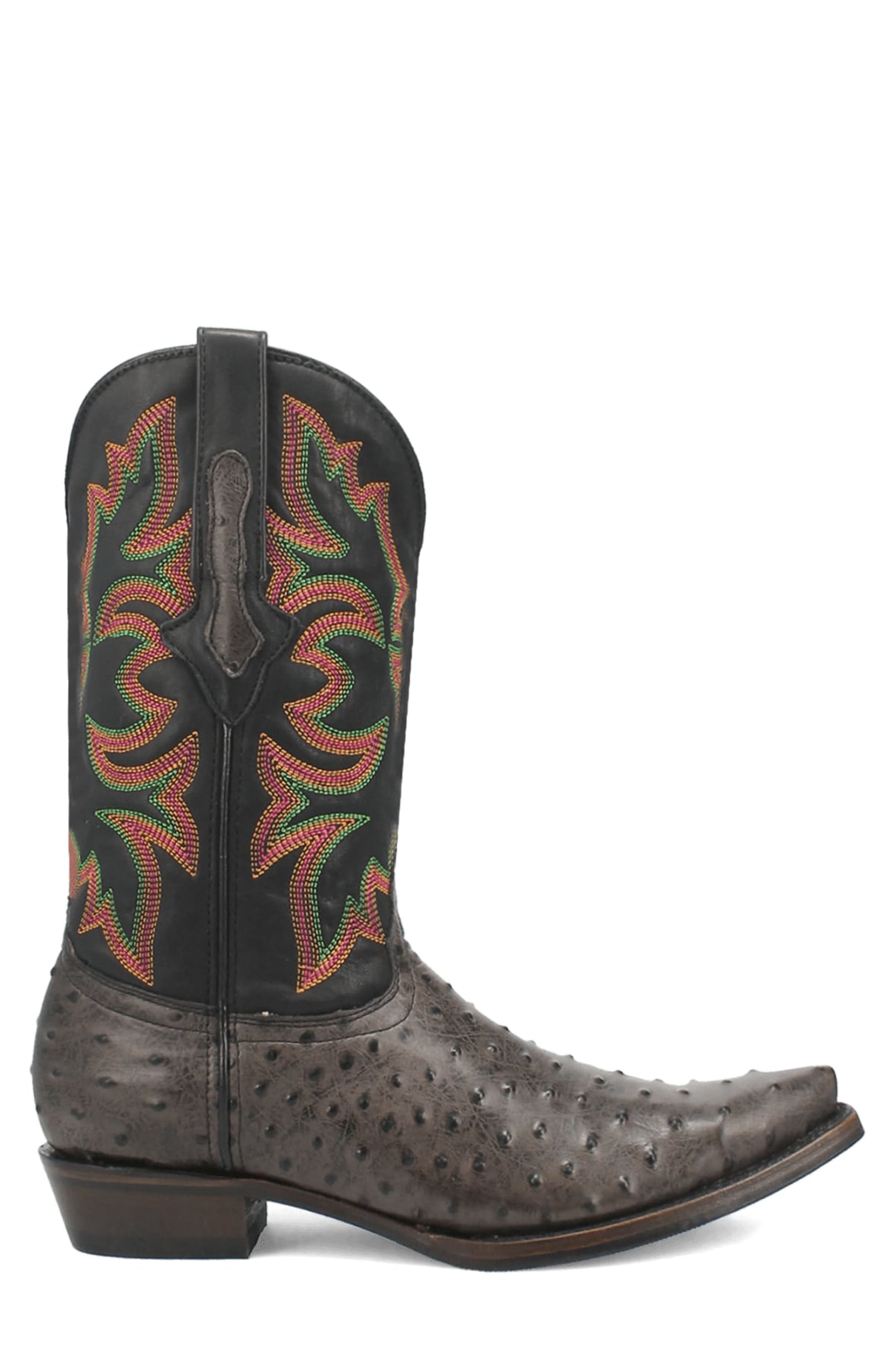 Dingo Outlaw Ostrich Embossed Cowboy Boot, Alternate, color, 