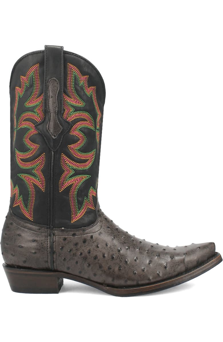 Dingo Outlaw Ostrich Embossed Cowboy Boot, Alternate, color, Black