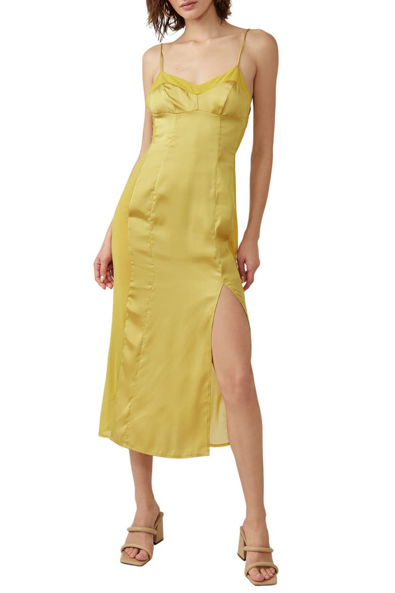 City Cool Satin Slipdress, Main, color, BITTER OIL