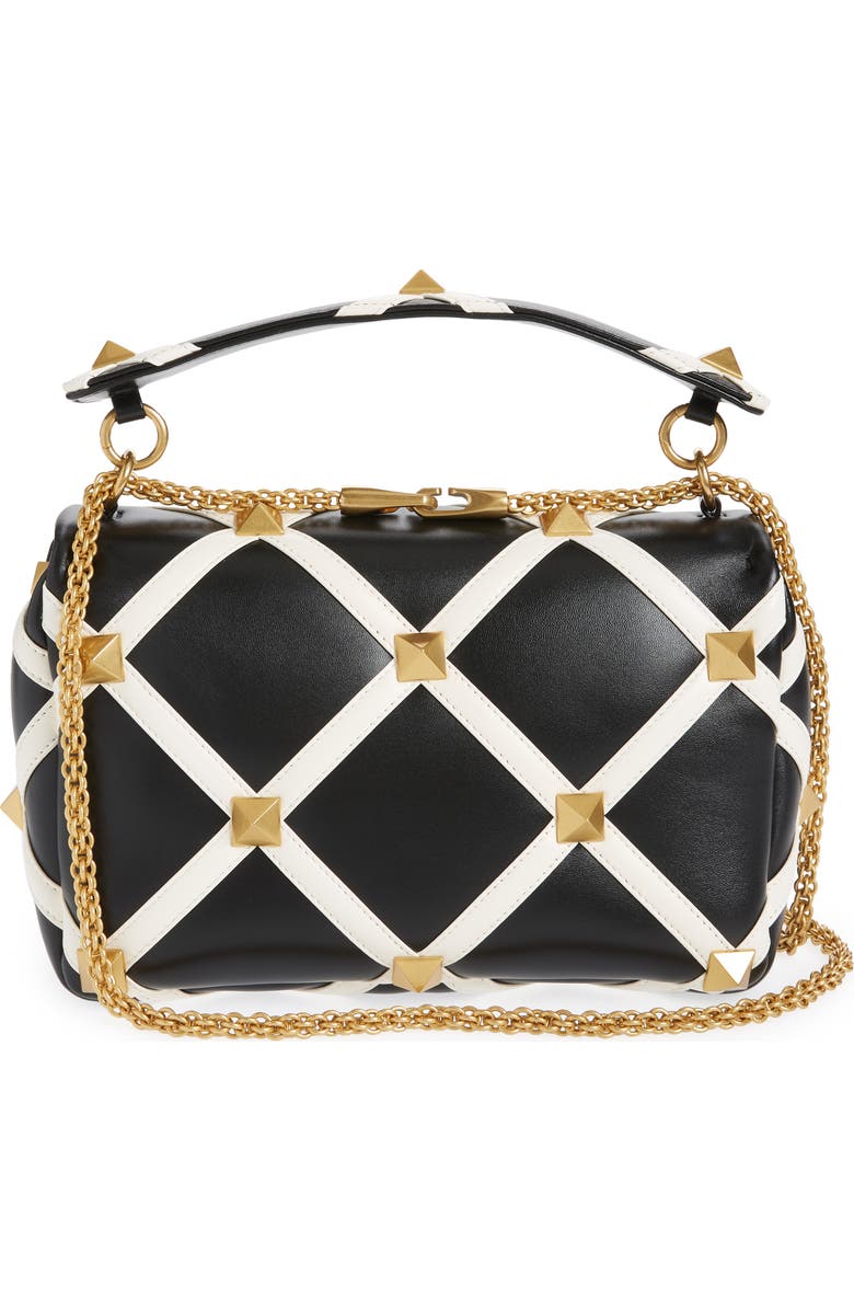 Valentino Garavani Large Roman Stud Inlay Leather Shoulder Bag, Alternate, color,