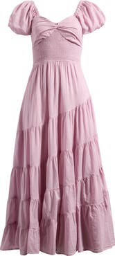 Free People Sundrenched Smocked Puff Sleeve Maxi Dress