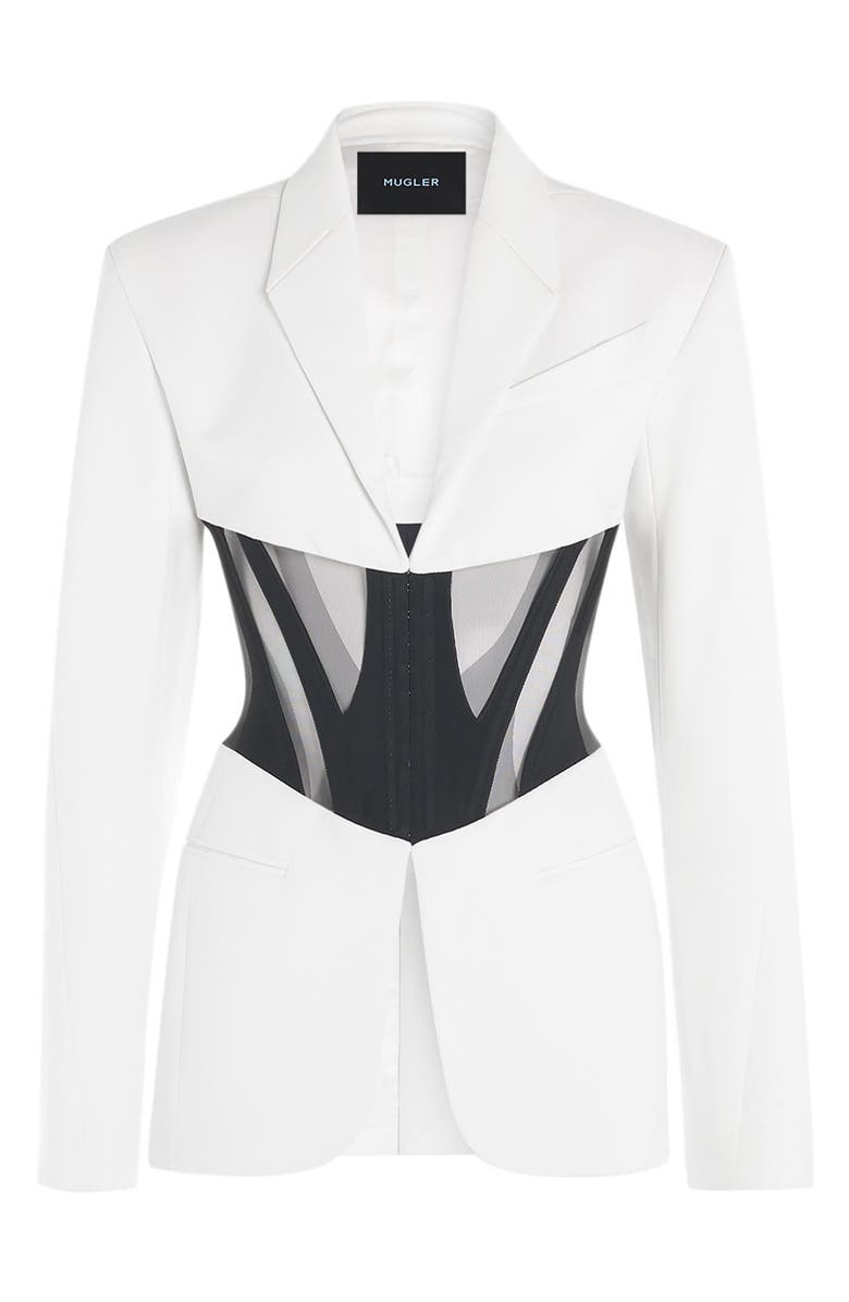 MUGLER Corset Detail Blazer, Alternate, color, 