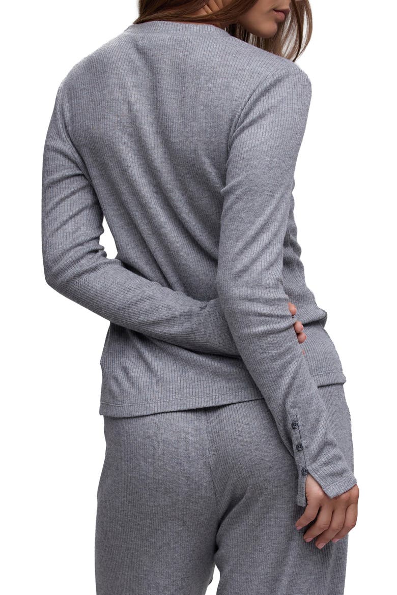 Cozy Dreams Ribbed Sleep Henley, Alternate, color, HEATHER GRAY