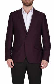Burgundy Peak Lapel Slim Fit Blazer