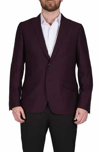 Burgundy Peak Lapel Slim Fit Blazer