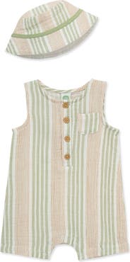 Little Me Stripe Romper & Hat Set