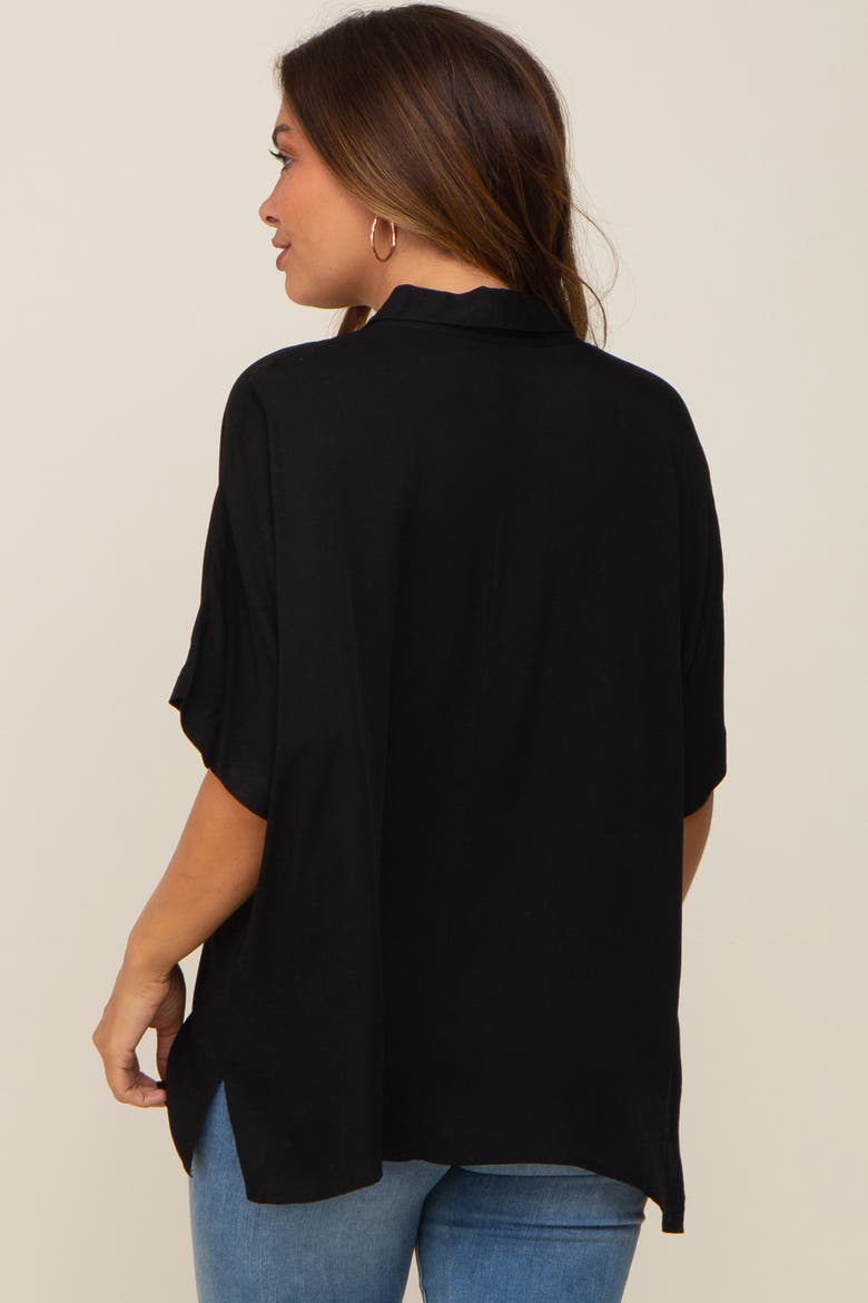 Button Up Dolman Short Sleeve Top, Alternate, color, Black