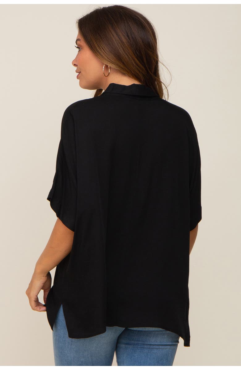 PinkBlush Button Up Dolman Short Sleeve Top, Alternate, color, Black