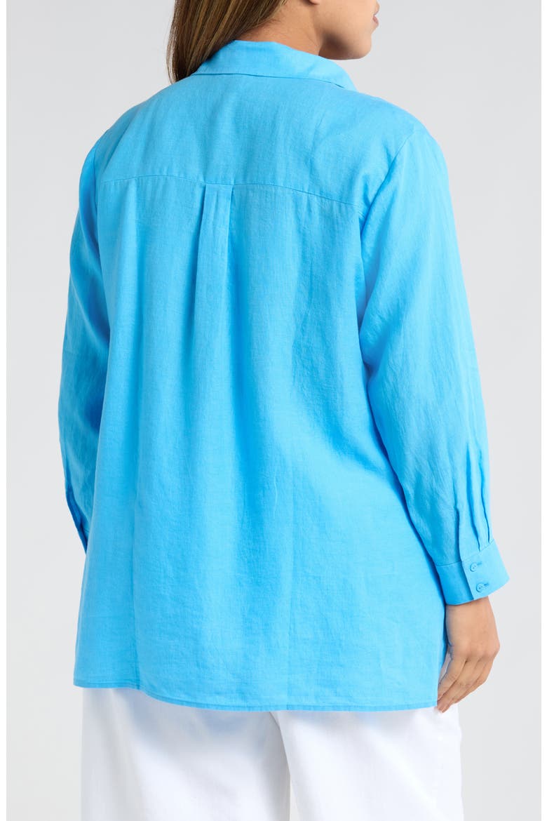 Classic Collar Organic Linen Shirt, Alternate, color, AZURE
