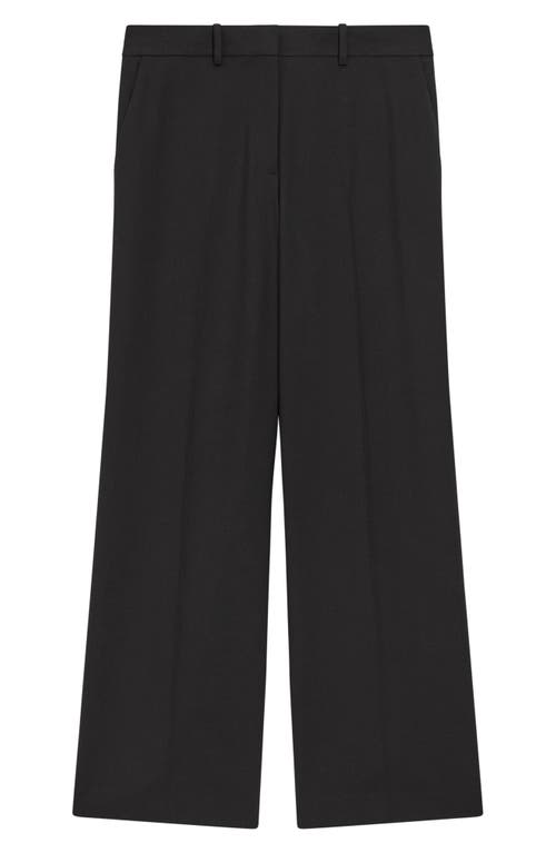 Theory Stretch Wool Wide Leg Pants In Black