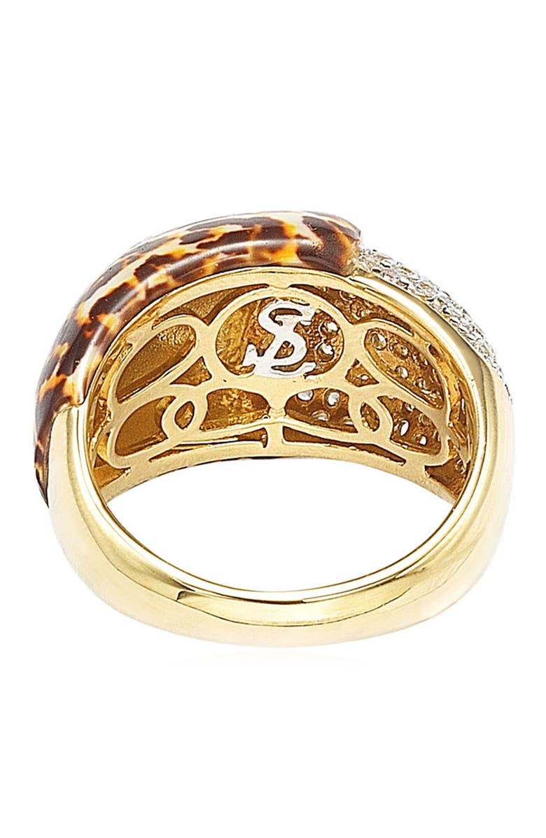 SUZY LEVIAN 14K Gold Plated Sterling Silver Pave CZ & Animal Print Dome Band Ring, Main, color, 