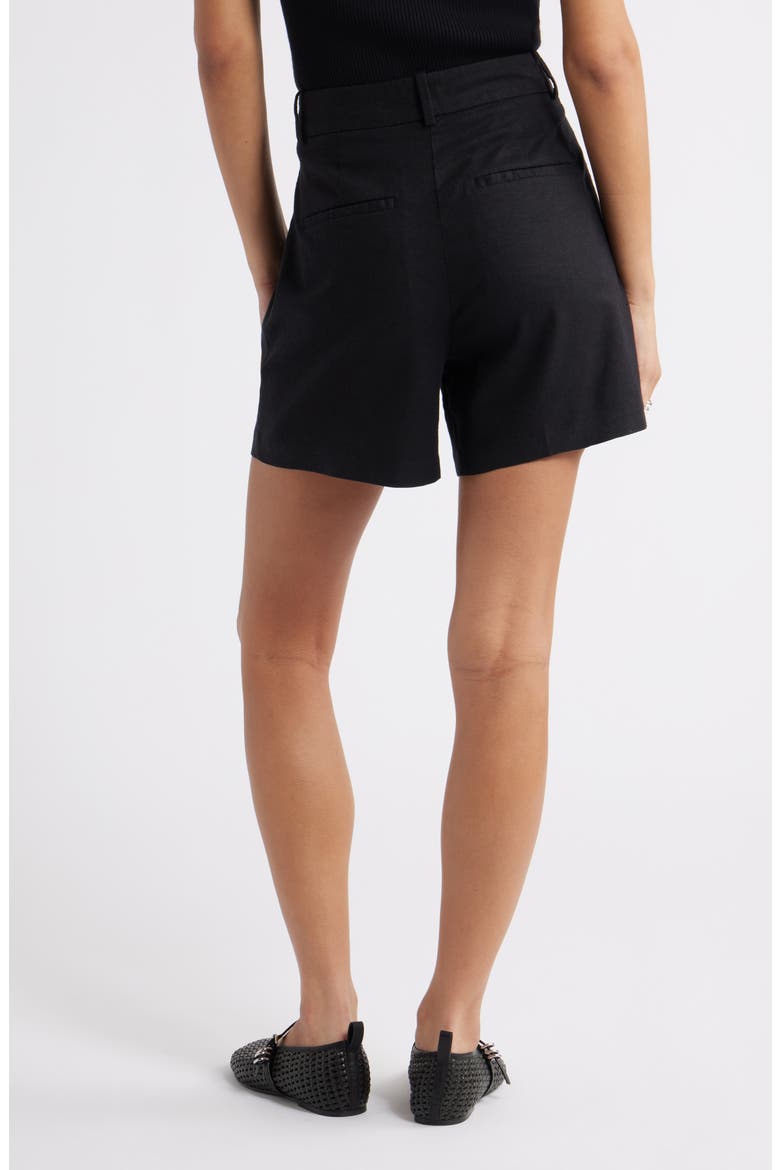 Everyday Pleated Linen Blend Shorts, Alternate, color, BLACK