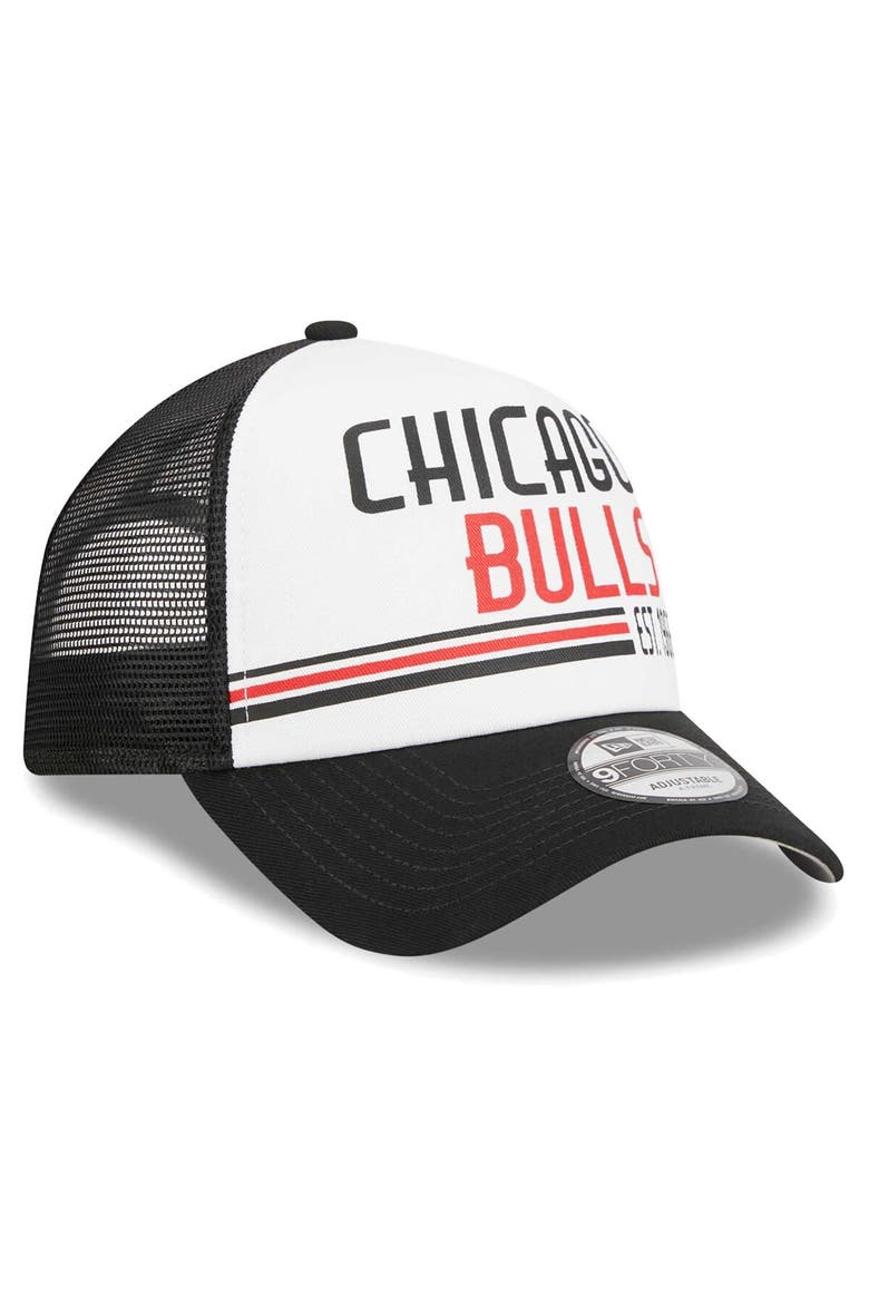 Men's New Era White Chicago Bulls Lift Pass Foam Front Trucker 9FORTY Adjustable Hat, Alternate, color, White