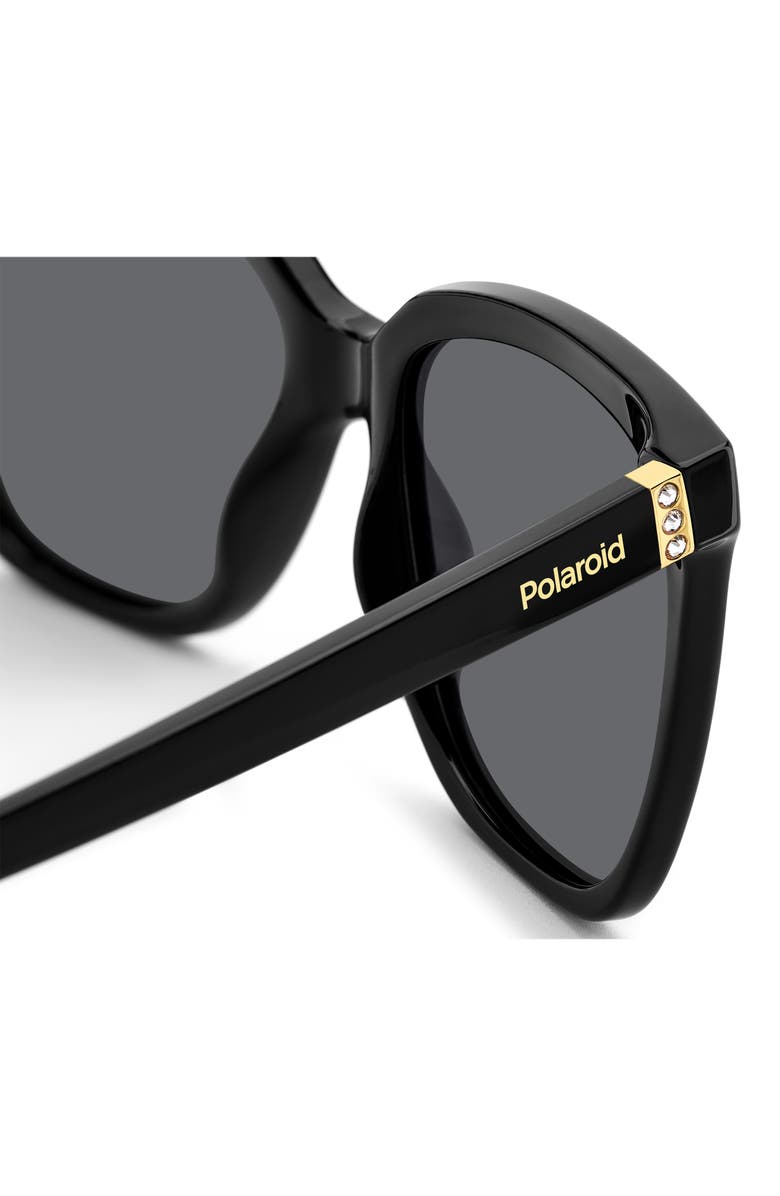 Polaroid 55mm Polarized Square Sunglasses, Alternate, color, Black/ Gray Polarized