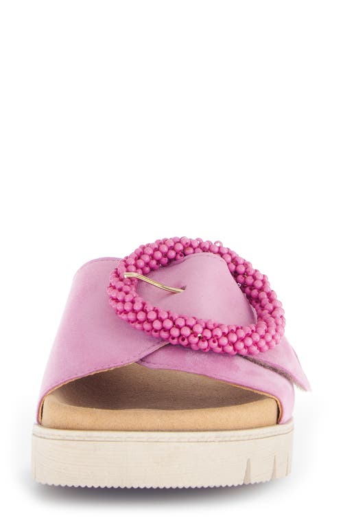 GABOR GABOR BEADED BUCKLE PLATFORM SLIDE SANDAL 