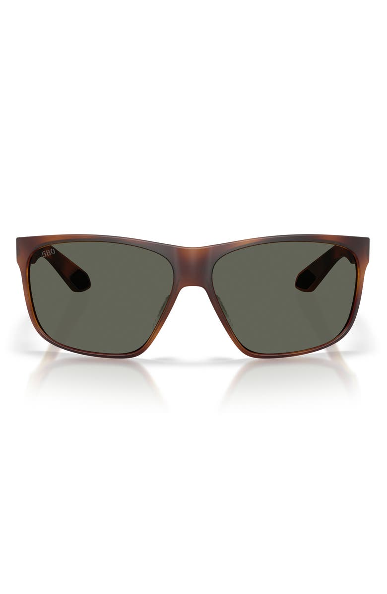 Costa Del Mar Trades 60mm Polarized Square Sunglasses, Main, color, Matte Tortoise / Gray 580G